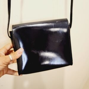 9 & Co Made In Italy Black Geniune Leather Crossbody bag